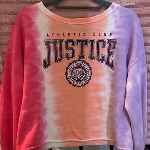 Justice Women's Pink and Purple Tie-Dye Sweatshirt